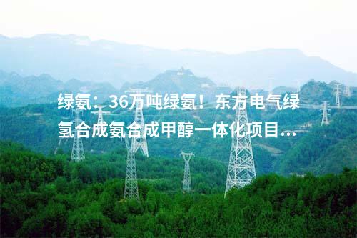 綠氨：36萬噸綠氨！東方電氣綠氫合成氨合成甲醇一體化項目落地遼寧